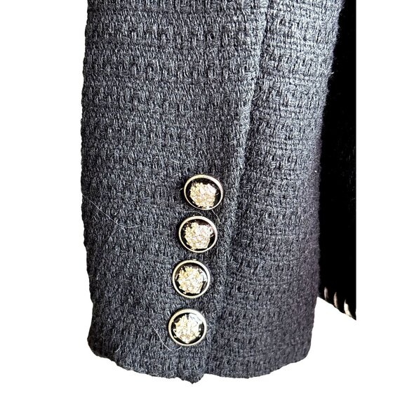 7 For All Mankind Dress Blazer Size Medium Crest Shank Buttons Black Formal 7FAM - Picture 7 of 10